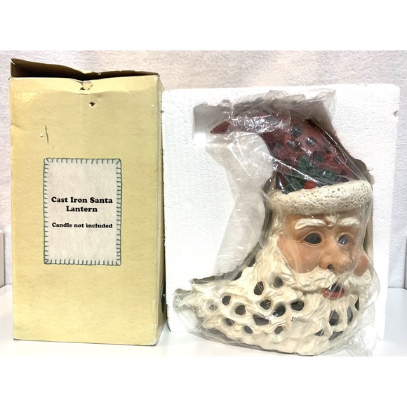 The Unbranded Brand Other - Vintage Cast Iron Santa Claus Lantern Whimsical  Cresent Moon Shape 10lbs 11.5"
